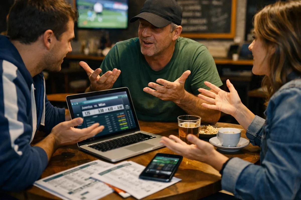 Gruppo di persone che discutono di pronostici calcio