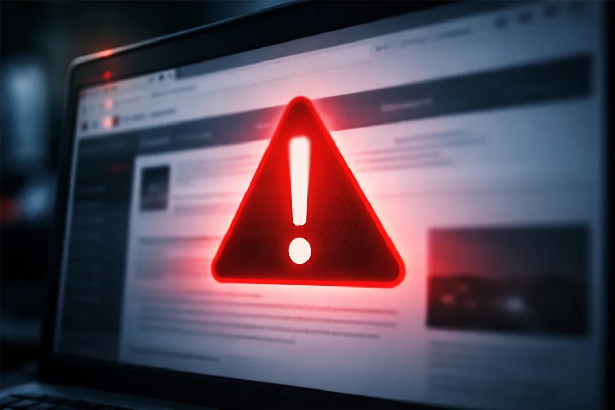 Segnale di avvertimento rosso per siti non autorizzati