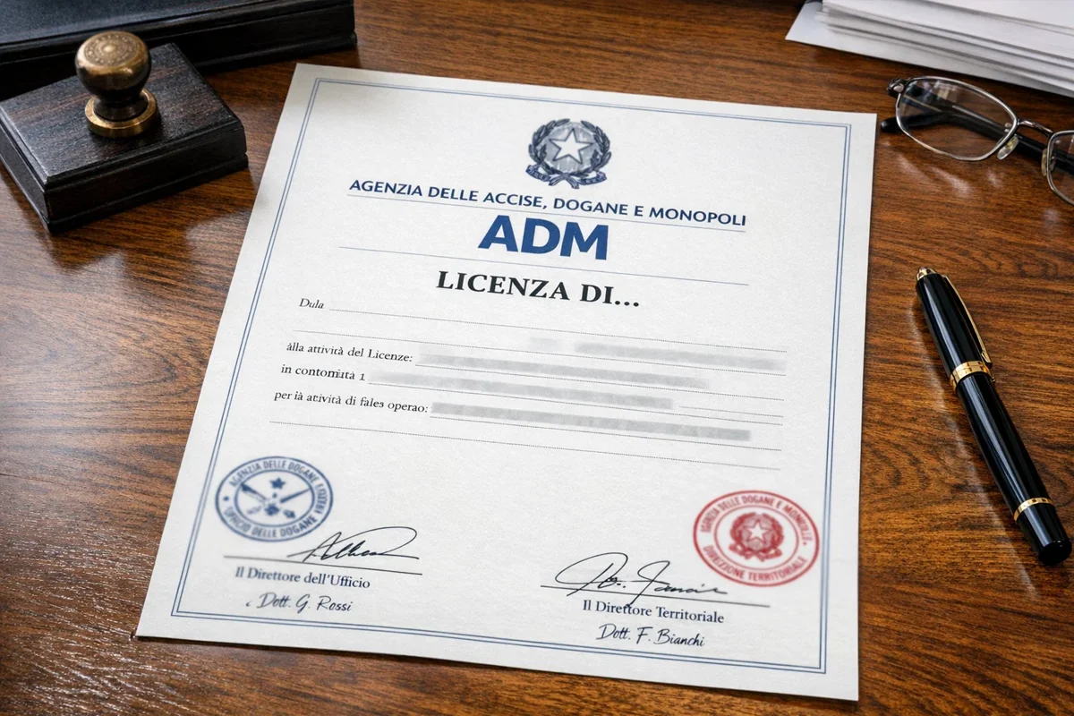 Certificato di licenza ADM per gioco legale in Italia