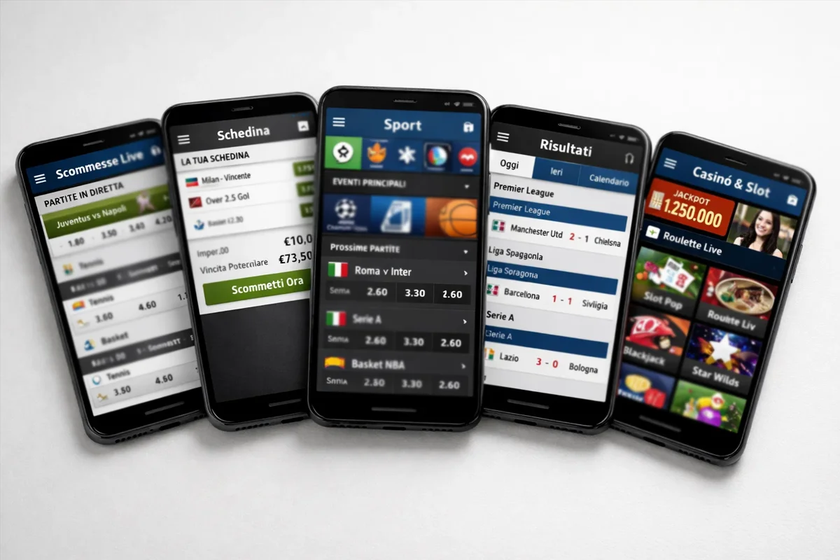 Loghi di bookmaker italiani su dispositivi mobili