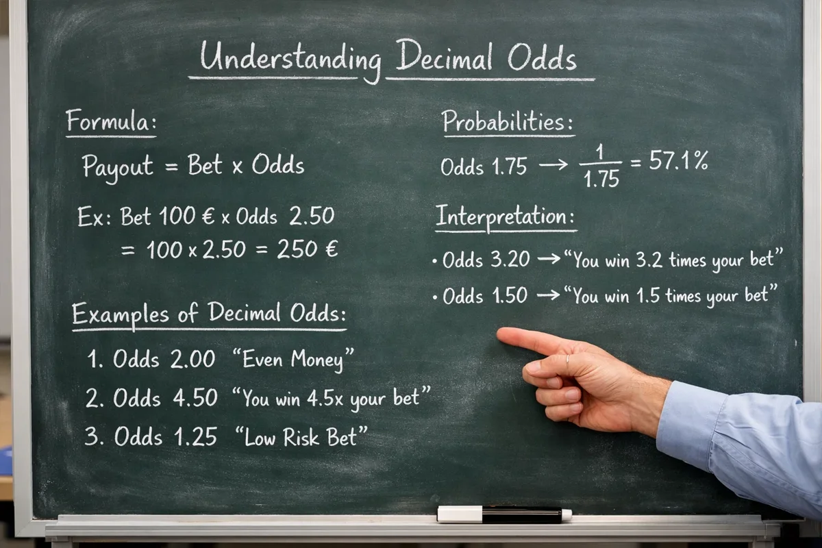 Lavagna con spiegazione delle quote decimali