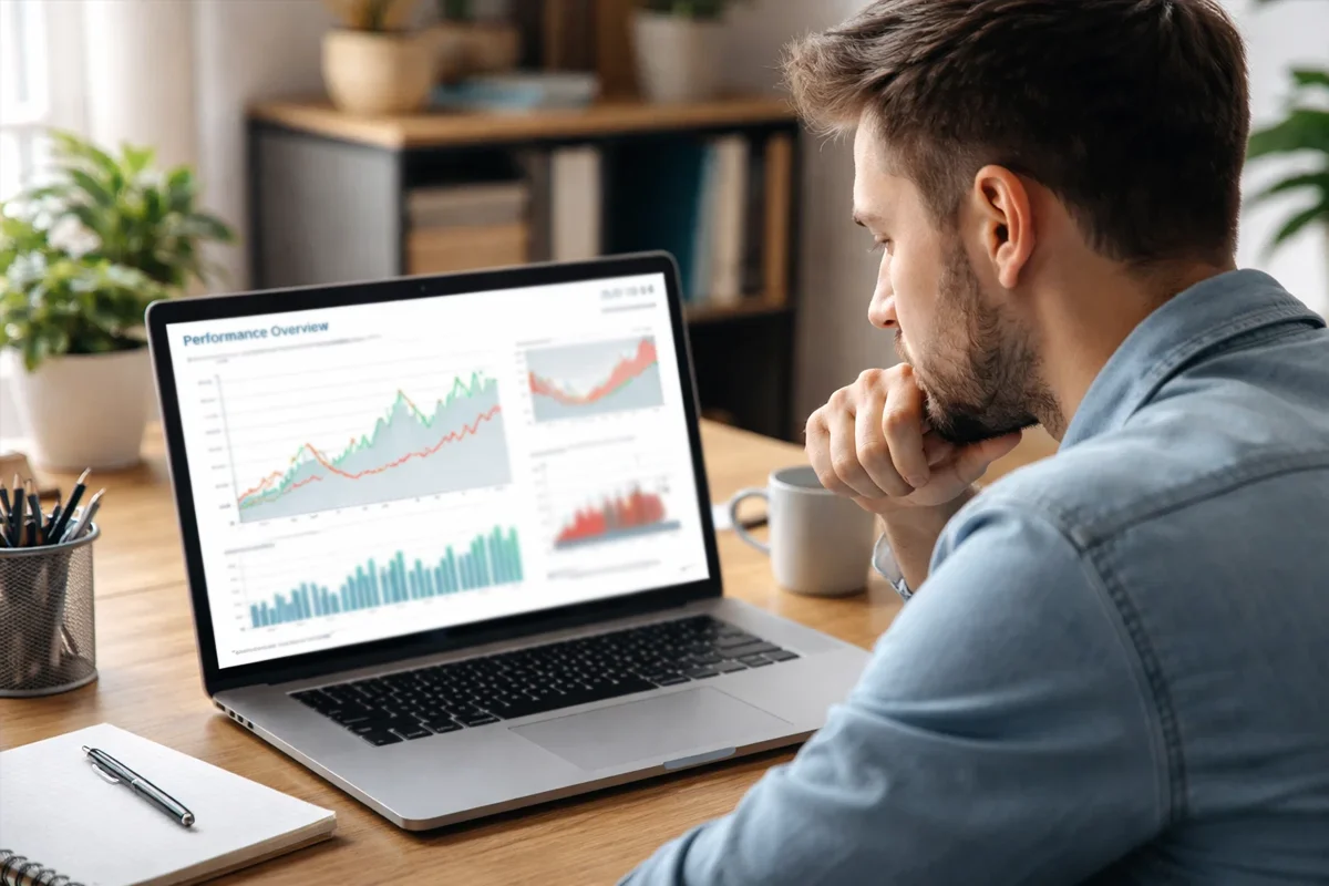 Persona che studia grafici di rendimento scommesse